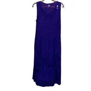 Eileen Fisher Royal Blue Hemp Organic Cotton Sleeveless Tier Maxi Dress Size S